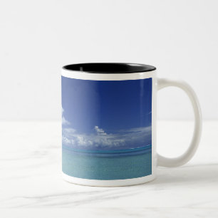 Matira Beach on the island of Bora Bora, Two-Tone Coffee Mug