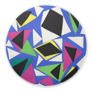 Matisse Abstract Geometric Blue Cut Out Art Ceramic Knob