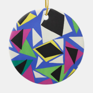 Matisse Abstract Geometric Blue Cut Out Art Ceramic Ornament