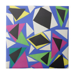 Matisse Abstract Geometric Blue Cut Out Art Ceramic Tile