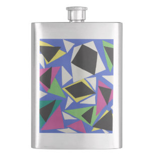 Matisse Abstract Geometric Blue Cut Out Art Hip Flask