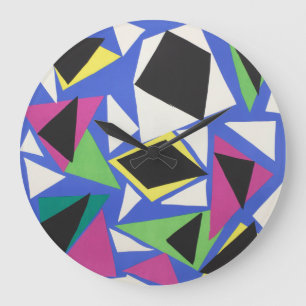 Matisse Abstract Geometric Blue Cut Out Art Large Clock