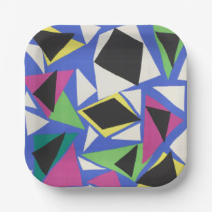 Matisse Abstract Geometric Blue Cut Out Art Paper Plate