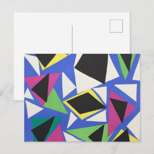 Matisse Abstract Geometric Blue Cut Out Art Postcard