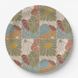 Matisse Groovy floral Art Nouveau 1970s Boho Paper Plate