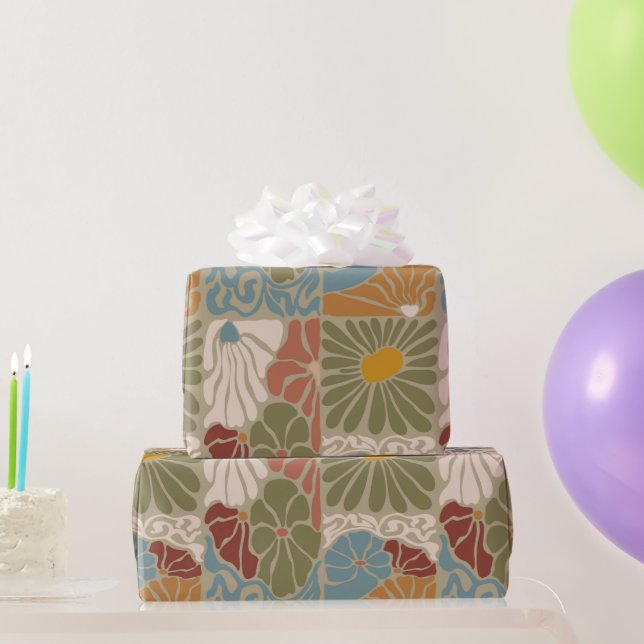 Matisse Groovy floral  Art Nouveau 1970s Boho  Wrapping Paper (Party Gifts)