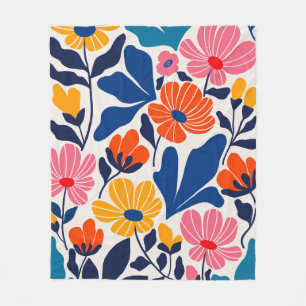 Matisse Inspired Abstract Contemporary Floral Fleece Blanket