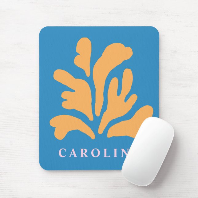 Matisse Inspired Abstract Shape Blue Personalised Mouse Pad (With Mouse)
