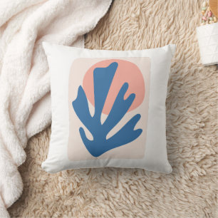 Matisse inspired Blue and Blush Pink Leaf Cutout Cushion