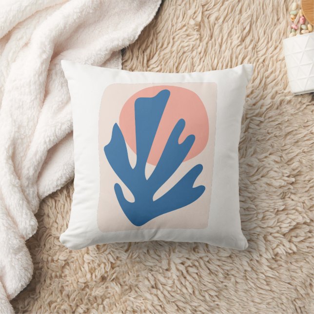 Matisse inspired Blue and Blush Pink Leaf Cutout Cushion (Blanket)