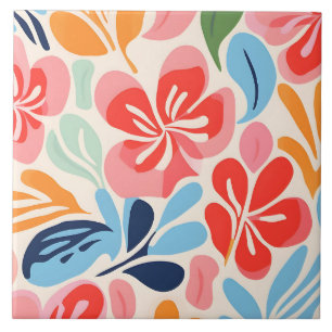 Matisse inspired floral ceramic tile