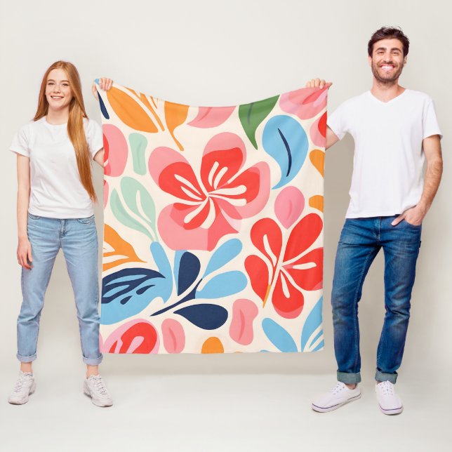 Matisse inspired floral fleece blanket (In Situ)