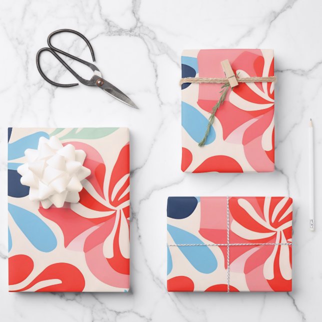 Matisse inspired floral wrapping paper sheet (Front)