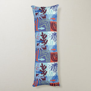 Matisse Inspired Ocean Life Paper Cutouts Blue Body Cushion