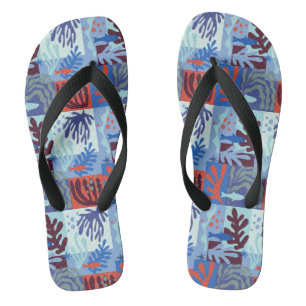Matisse Inspired Ocean Life Paper Cutouts Blue Thongs