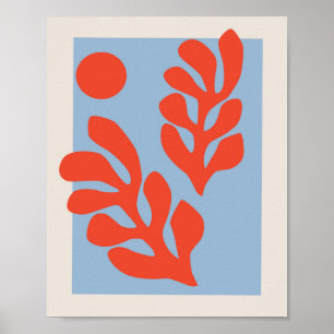 Matisse Leaves Blue & Red Poster