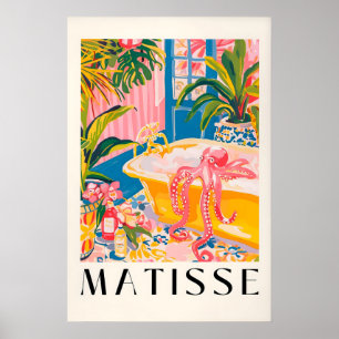 Matisse Octopus Bathroom Art Print Pink Tropical