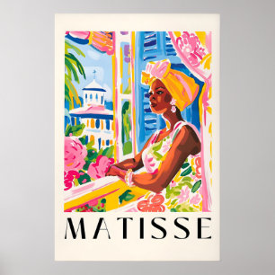 Matisse Style Black Woman Art Print Pink Tropical