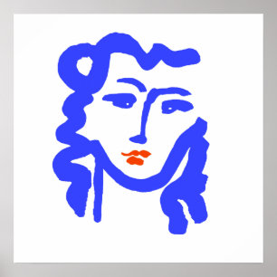 Matisse Style Blue Face Girl Poster
