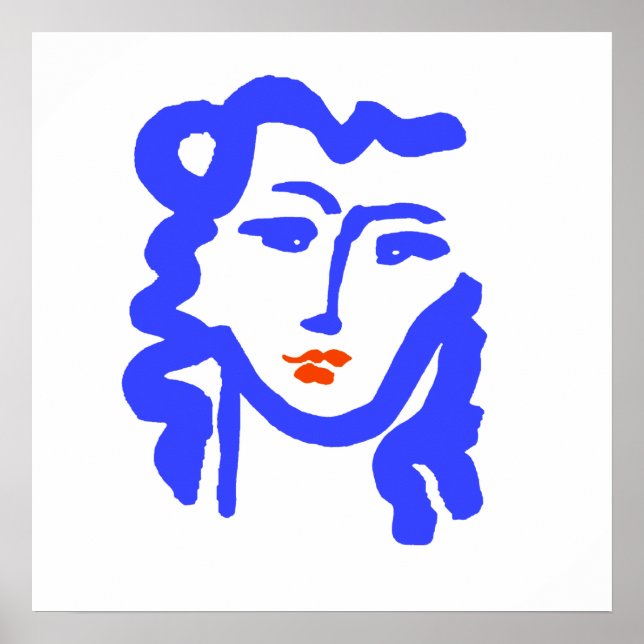 Matisse Style Blue Face Girl Poster (Front)