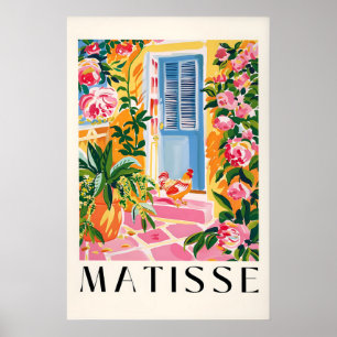 Matisse Style Chicken Art Print Pink Farmhouse