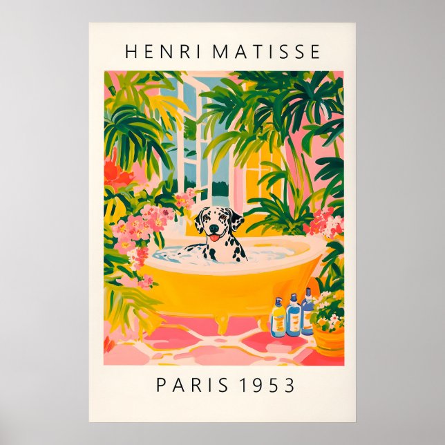 Matisse Style Dalmatian Bath Print Funny Bathroom (Front)