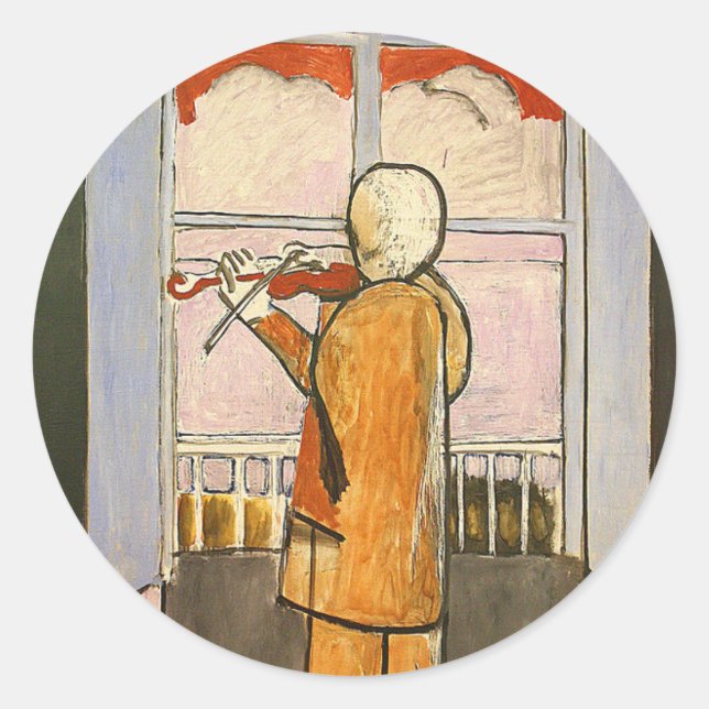 Matisse, Violinist at the Window Fine Art  Classic Round Sticker (Front)