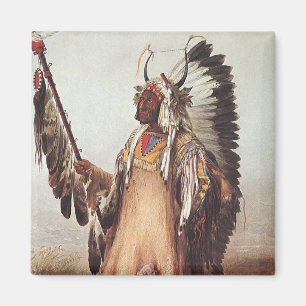 Mato-Tope, A Mandan Chief Portrait by Karl Bodmer Magnet
