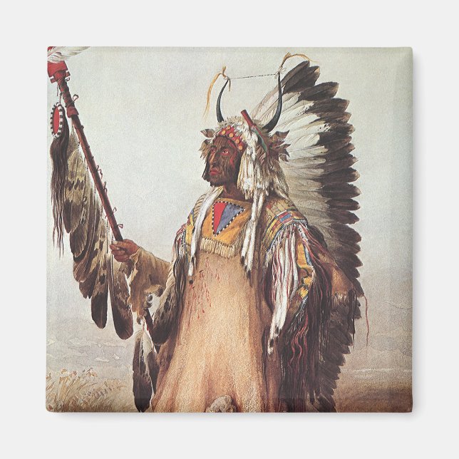 Mato-Tope, A Mandan Chief Portrait by Karl Bodmer Magnet (Front)