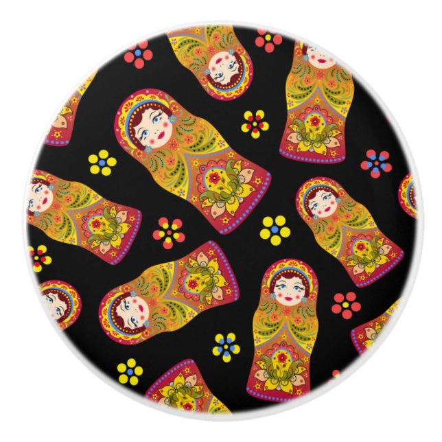 Matreshka pattern ceramic knob (Front)