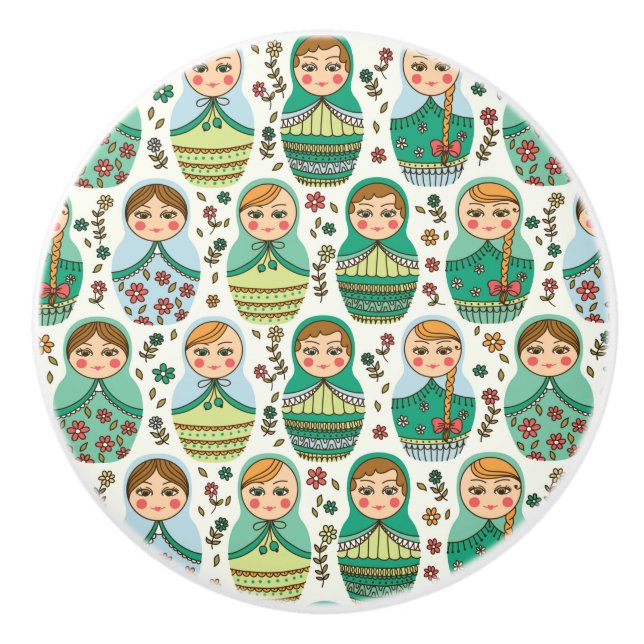 Matreshka pattern ceramic knob (Front)