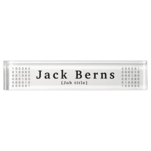 Matrix algebra inspired name plaque nameplate