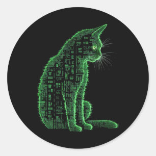 Matrix Cat Art  Classic Round Sticker