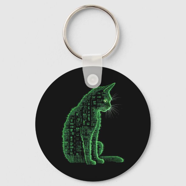Matrix Cat Art  Key Ring (Front)