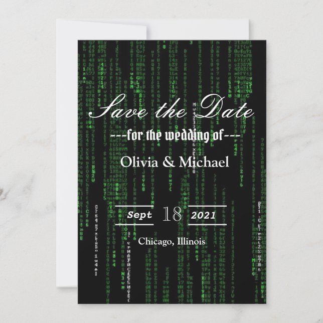 Matrix code save the date (Front)