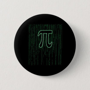 Matrix Inspired Pi Day 3.14 Number Pi Symbol Math 6 Cm Round Badge