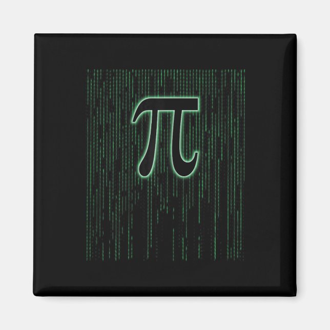 Matrix Inspired Pi Day 3.14 Number Pi Symbol Math  Magnet (Front)