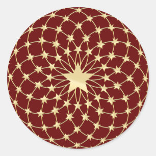 Matrix of golden stars expanding circles classic round sticker