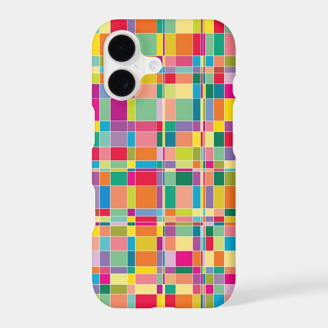 Matrix Squares Rainbow Mosaic Colours Phone Casing (Back)