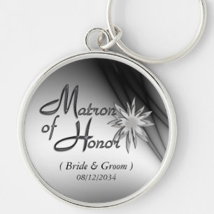 Matron of Honor Black and White Custom Keychains