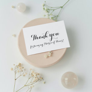 Matron of Honor White Wedding Thank You Foil Card