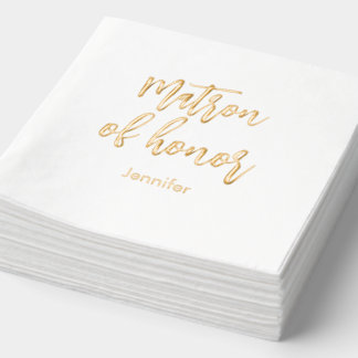Matron of Honor Yellow White Gold Wedding  Foil Napkins