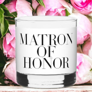 Matron of Honour Black Modern Elegant Personalised Whiskey Glass