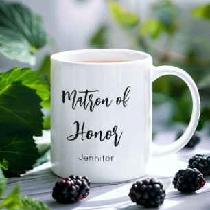 Matron of Honour Black White Wedding Mug