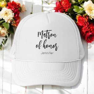 Matron of Honour Black White Wedding Trucker Hat