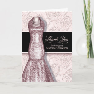 Matron of Honour Blush Pink Thank You Card