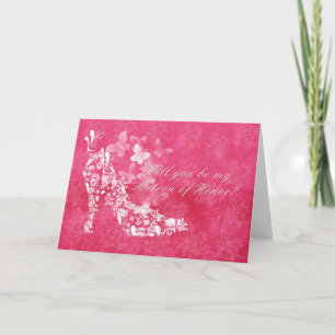 Matron of Honour Bridal request card with flower s