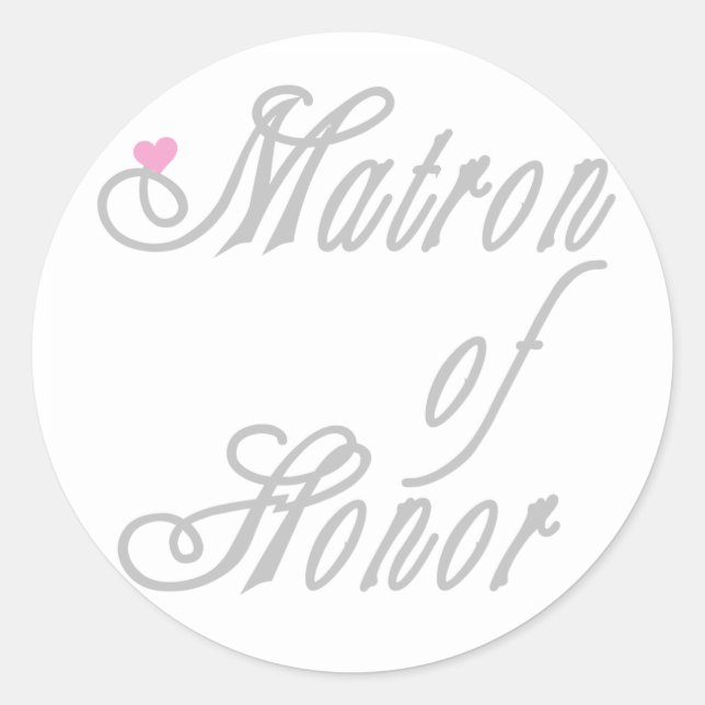 Matron of Honour Classy Greys Classic Round Sticker (Front)