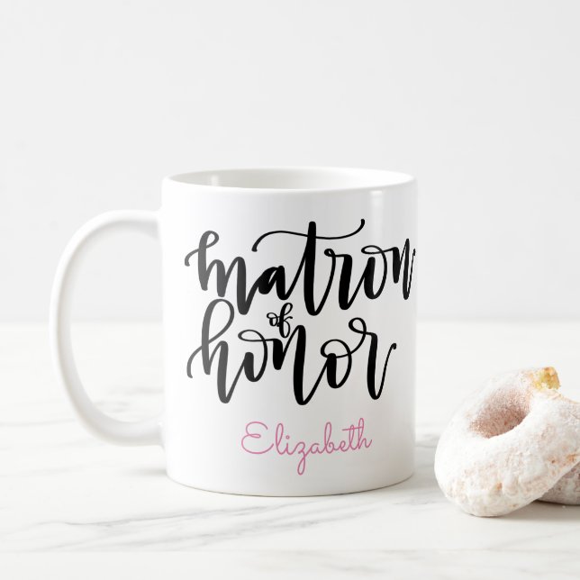 Matron of Honour Coffee Mug - Personalise Name (With Donut)
