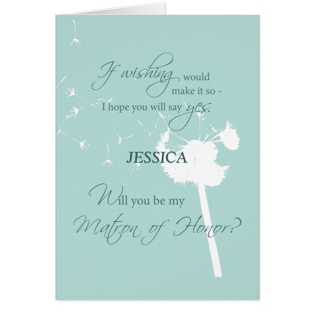Matron of Honour Custom Name Dandelion Invitation  (Front)